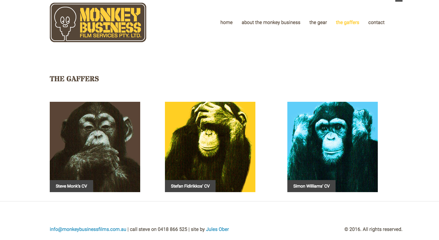 Monkey Business Film Services - site by Jules Ober